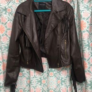 Dark brown faux leather jacket